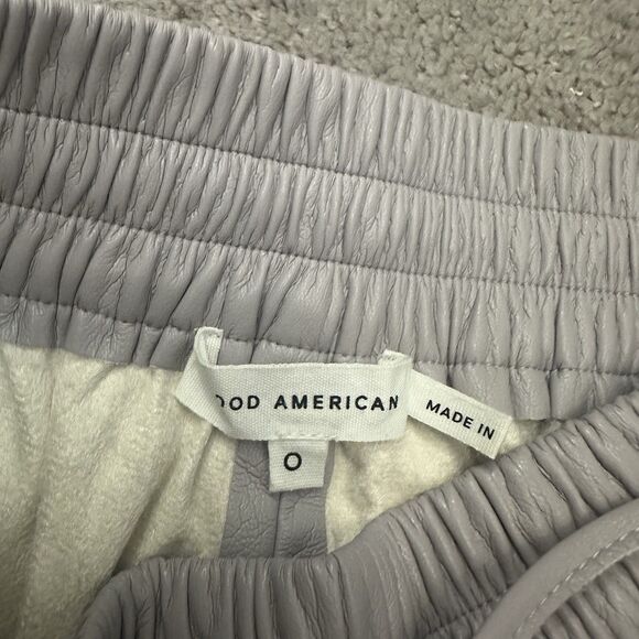 Good American Paperbag Leather Shorts Size 0 Purple Drawstring Waist Classy Chic - Picture 5 of 9